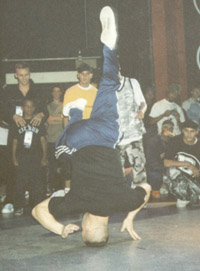 Asa doing a headspin at UK Championships 1997